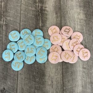 Gender Reveal Party Buttons - Blue and Pink Team Boy or Team Girl